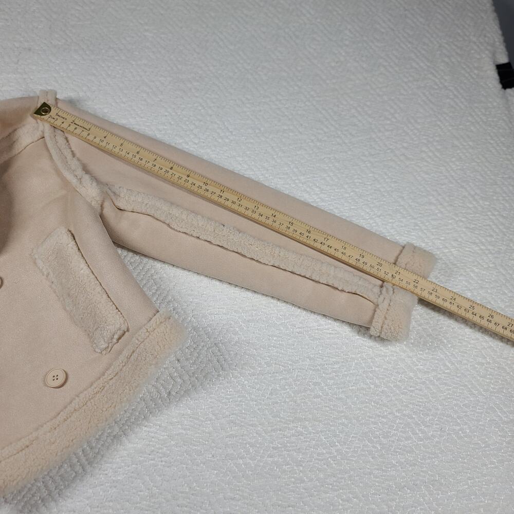 Area Stars Aurora bomber faux suede shearling cream Sz Med Cropped Minimalist - Picture 7 of 13